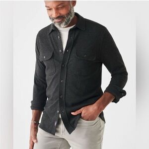 NWOT Faherty Legend Sweater Shirt in Heathered Black Twill